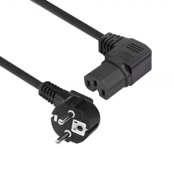 ACT strāvas kabelis CEE 7/7 vītņots (leņķa) - C15 (leņķa pa labi) IEC60320 melns 2 m