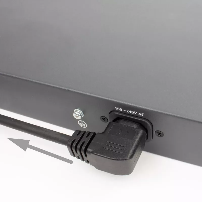 ACT strāvas vads C14 - C15 (leņķis pa kreisi) IEC60320 melns 0,6 m