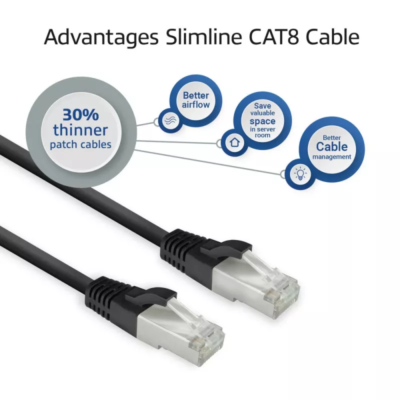 ACT Cat8 U/FTP (STP) tīkla kabelis FB8101 — 1 m, RJ-45 līdz RJ-45, Melns