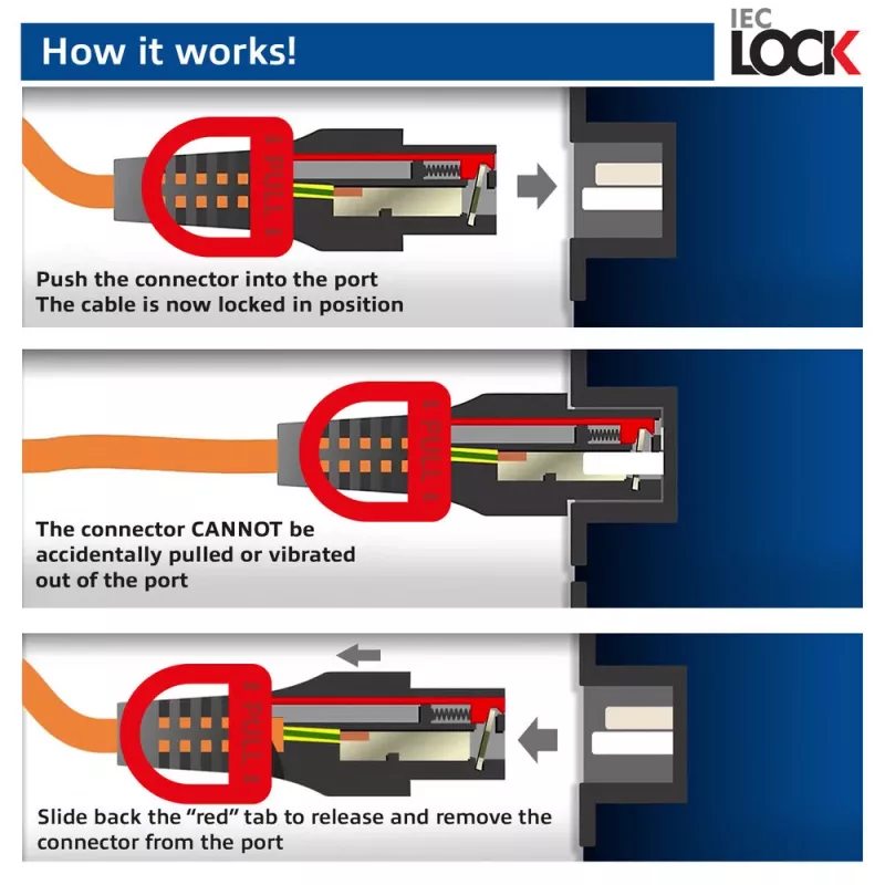 ACT strāvas vads C14 IEC Lock+ Dual Locking - C15 IEC Lock+ melns 3 m, PC3876