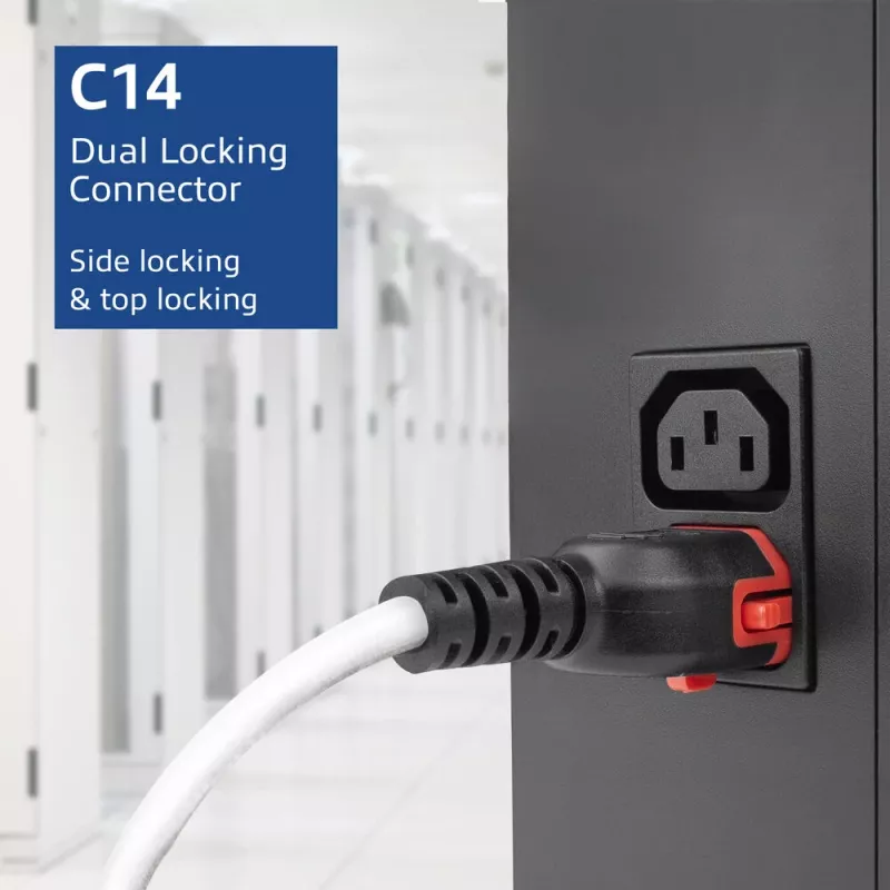 ACT barošanas vads C14 IEC Lock+ Dual Locking - C15 IEC Lock+ balts 1 m, PC3871
