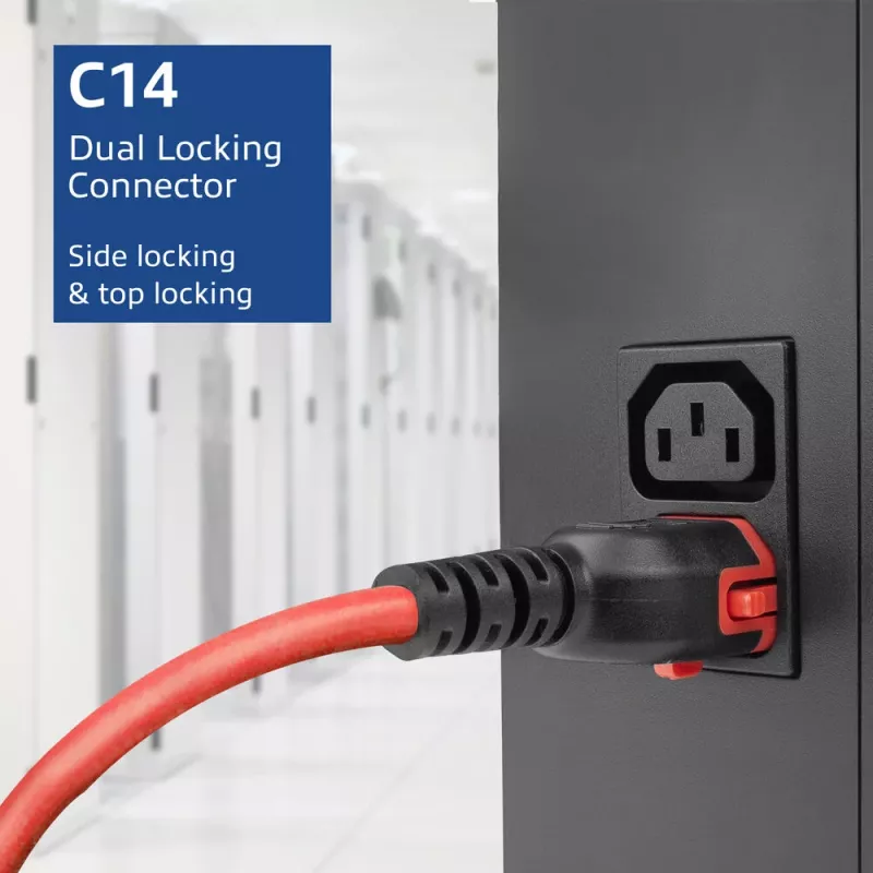 ACT Powercord C14 IEC Lock+ Dual Locking - C15 IEC Lock+ sarkans 1 m, PC3869
