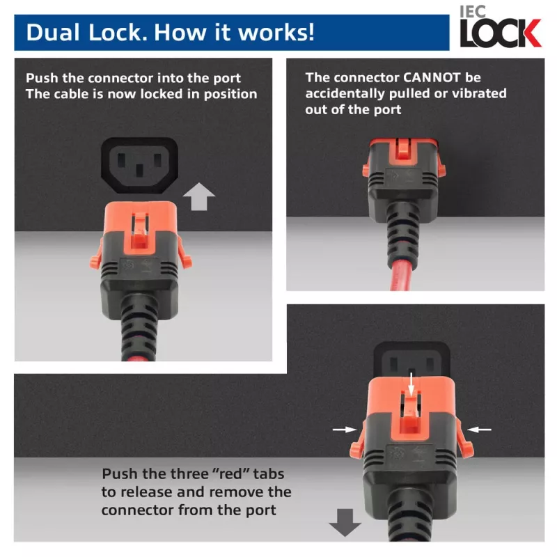 ACT Powercord C14 IEC Lock+ Dual Locking - C15 IEC Lock+ sarkans 1 m, PC3869
