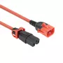 Strāvas vads ACT C14 IEC Lock+ Dual Locking uz C15 IEC Lock+ sarkans, 3 m, 250V 10A