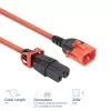 Strāvas vads ACT C14 IEC Lock+ Dual Locking uz C15 IEC Lock+ sarkans, 3 m, 250V 10A