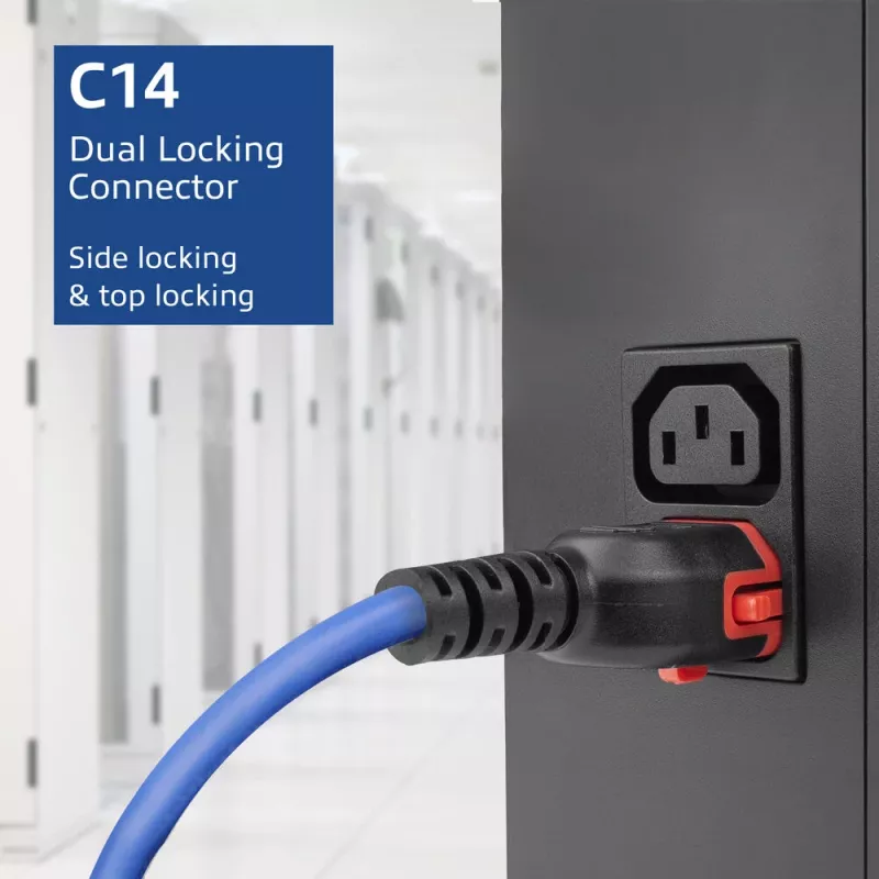 ACT barošanas vads C14 IEC Lock+ Dual Locking - C15 IEC Lock+ zils 1 m, PC3870