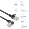 ACT Black 0.25 m U/FTP CAT6A LSZH plāns plākšņu vads ar RJ45 savienotājiem 90° leņķī pa kreisi un taisnu