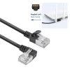 ACT Black 0.25 m U/FTP CAT6A LSZH plāns plākšņu vads ar RJ45 savienotājiem 90° leņķī pa kreisi un taisnu