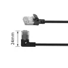 ACT Black 0.25 m U/FTP CAT6A LSZH plāns plākšņu vads ar RJ45 savienotājiem 90° leņķī pa kreisi un taisnu