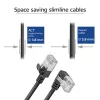 ACT Black 0.25 m U/FTP CAT6A LSZH plāns plākšņu vads ar RJ45 savienotājiem 90° leņķī pa kreisi un taisnu