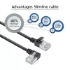 ACT Black 0.25 m U/FTP CAT6A LSZH plāns plākšņu vads ar RJ45 savienotājiem 90° leņķī pa kreisi un taisnu