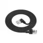 ACT Black 1.5 m U/FTP CAT6A LSZH Slimline patch kabelis ar RJ45 90° leņķa labo un taisno savienotāju
