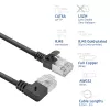 ACT Black 1.5 m U/FTP CAT6A LSZH Slimline patch kabelis ar RJ45 90° leņķa labo un taisno savienotāju