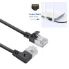 ACT Black 1.5 m U/FTP CAT6A LSZH Slimline patch kabelis ar RJ45 90° leņķa labo un taisno savienotāju