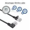 ACT Black 1.5 m U/FTP CAT6A LSZH Slimline patch kabelis ar RJ45 90° leņķa labo un taisno savienotāju