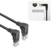 ACT Black 0.15 metri U/UTP CAT6A LSZH Slimline savienojuma kabelis ar RJ45 savienotājiem 90° leņķī uz leju abos galos