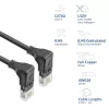 ACT Black 0.15 metri U/UTP CAT6A LSZH Slimline savienojuma kabelis ar RJ45 savienotājiem 90° leņķī uz leju abos galos
