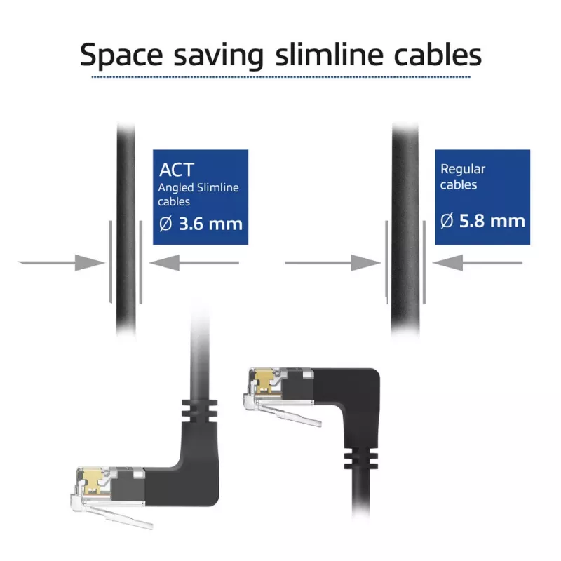 ACT tīkla kabelis DD7900 Cat6a U/UTP savienojuma kabelis 0,5 m RJ-45 melns