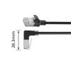 ACT Black 2 m U/FTP CAT6A LSZH Slimline patch kabelis ar RJ45 savienotājiem 90° leņķī uz leju un taisnu
