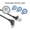 ACT melns 5 m U/FTP CAT6A LSZH plāns komutācijas kabelis ar RJ45 savienotājiem 90° leņķī uz leju pret taisnu