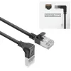 ACT Black 0.25 m U/FTP CAT6A LSZH Slimline patch kabelis ar RJ45 savienotājiem 90° leņķī uz leju uz taisnu