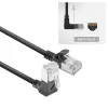ACT Black 0.15 m U/FTP CAT6A LSZH plāns savienojuma kabelis ar RJ45 savienotājiem 90° leņķī uz leju līdz 90° leņķī uz leju
