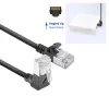 ACT Black 0.15 m U/FTP CAT6A LSZH plāns savienojuma kabelis ar RJ45 savienotājiem 90° leņķī uz leju līdz 90° leņķī uz leju