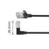 ACT Black 0.15 m U/FTP CAT6A LSZH plāns savienojuma kabelis ar RJ45 savienotājiem 90° leņķī uz leju līdz 90° leņķī uz leju