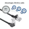 ACT Black 0.15 m U/FTP CAT6A LSZH plāns savienojuma kabelis ar RJ45 savienotājiem 90° leņķī uz leju līdz 90° leņķī uz leju