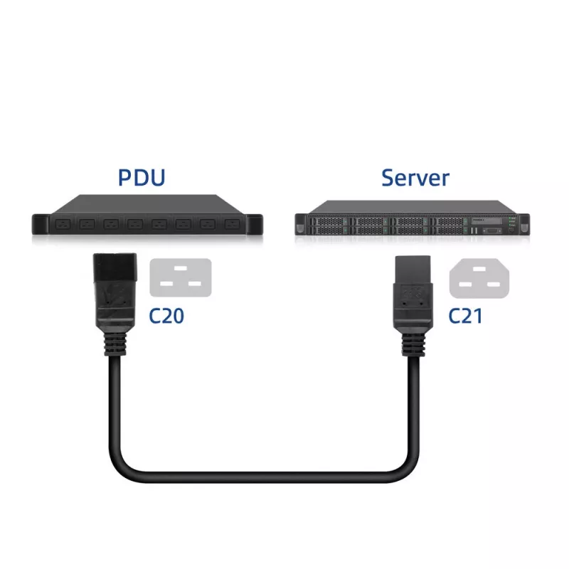 ACT strāvas vads C20–C21 IEC60320 melns 1.5 m, 16 A, 250 V