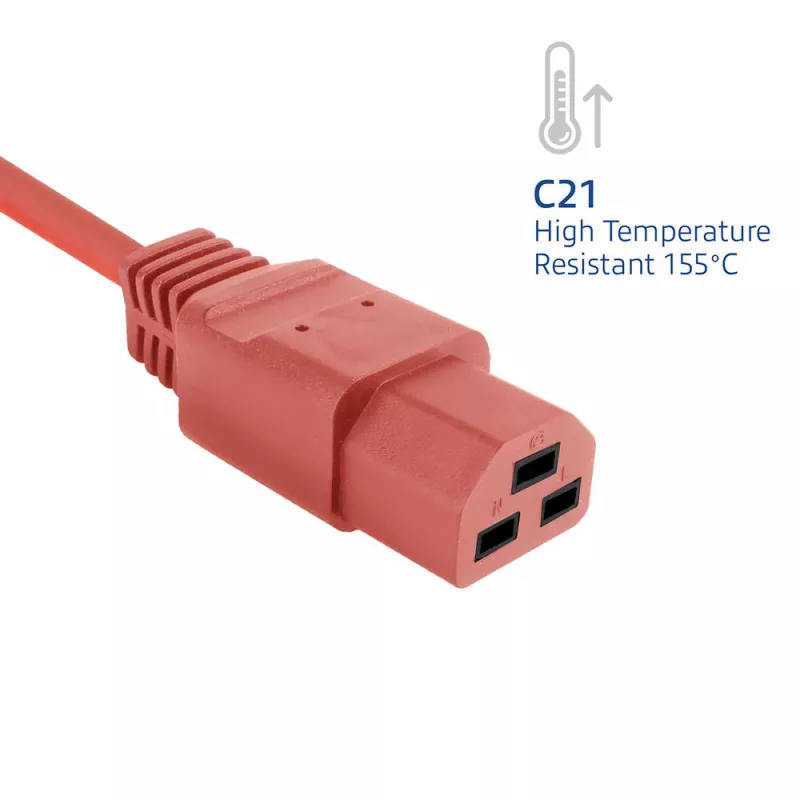Strāvas vads ACT C20–C21 IEC60320 sarkans 1,5 m, 250 V 16 A
