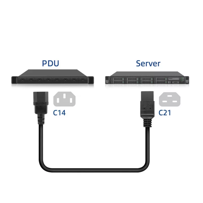 Strāvas vads ACT C14 uz C21 IEC60320 melns 1 m, 250 V, 10 A