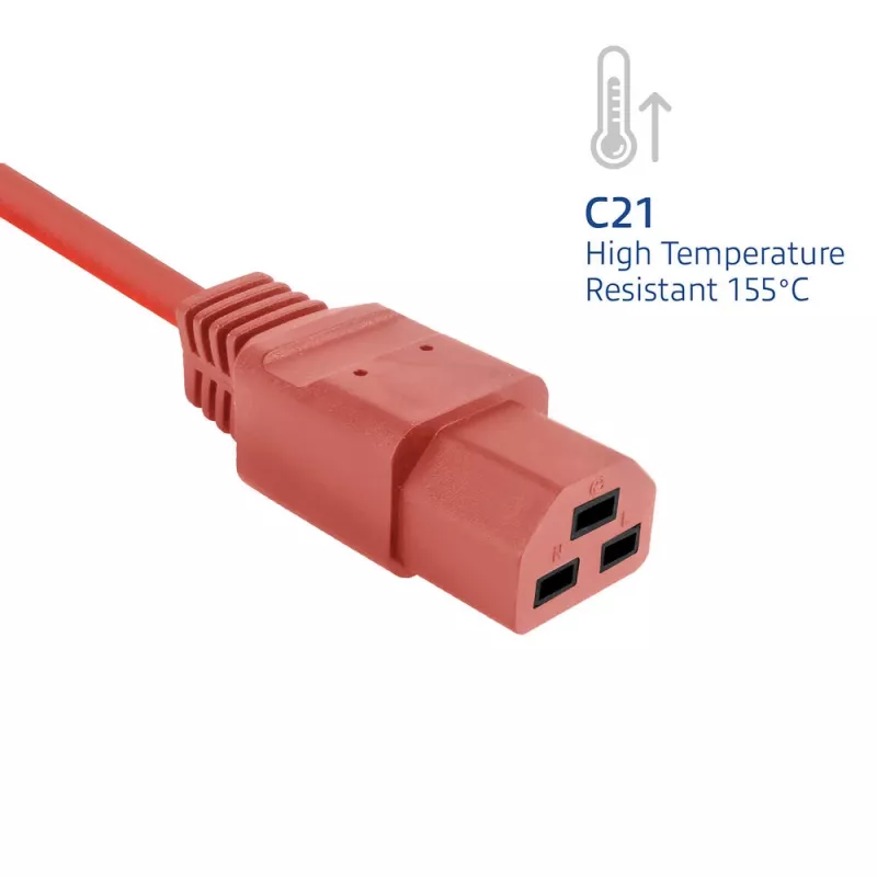 Strāvas vads ACT C14–C21 IEC60320 sarkans 1,5 m, 250 V 10 A