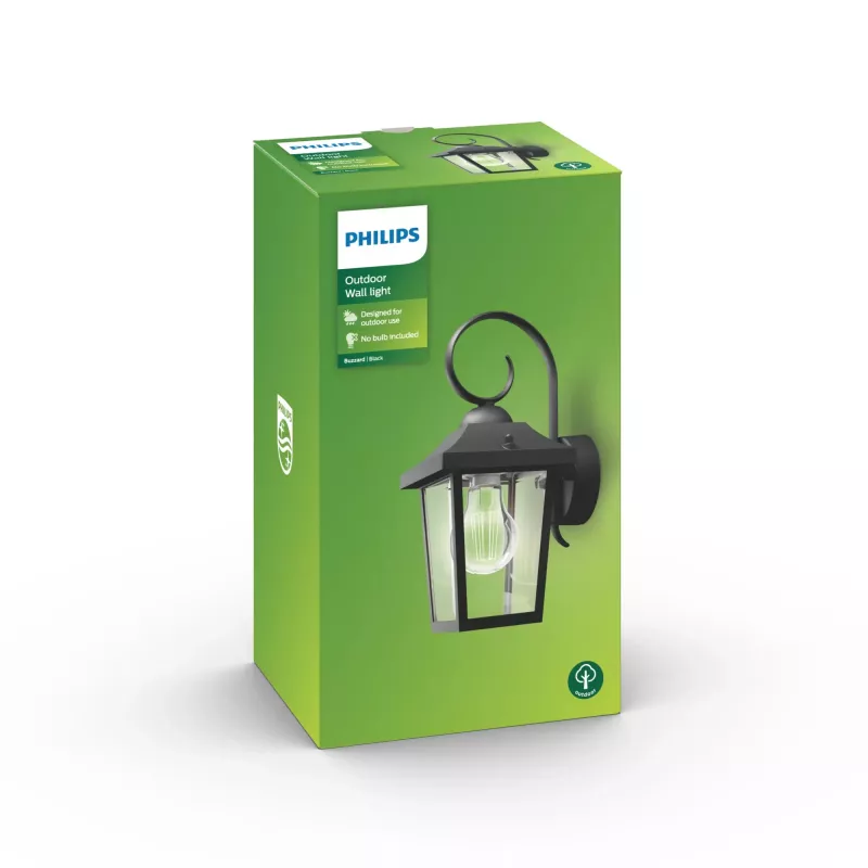 Āra sienas lampa Philips myGarden Buzzard 60W E27 Melns Alumīnijs (bez spuldzes)