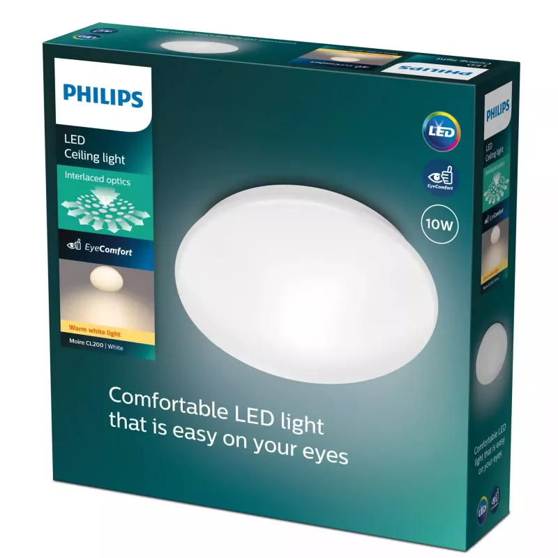 Philips Functional Moire griestu lampa 10 W, LED, nemaināma spuldze, 2700 K, 1000 lm, IP20, Balta