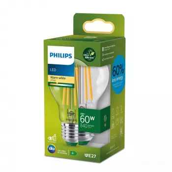 Philips Filament spuldze Caurspīdīga 60W A60 E27, 4 W, 60 W, E27, 840 lm, 50000 h, Silta balta