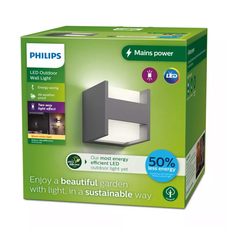 Āra sienas lampa Signify Philips Arbour 3.8W LED Antracīts