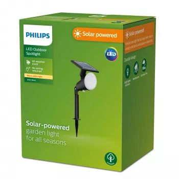 Philips Jivix zemes gaismeklis/ķērpis 1.4W, āra postamenta/staba apgaismojums, melns, plastmasa, IP44, terasei, dārzam, III klase