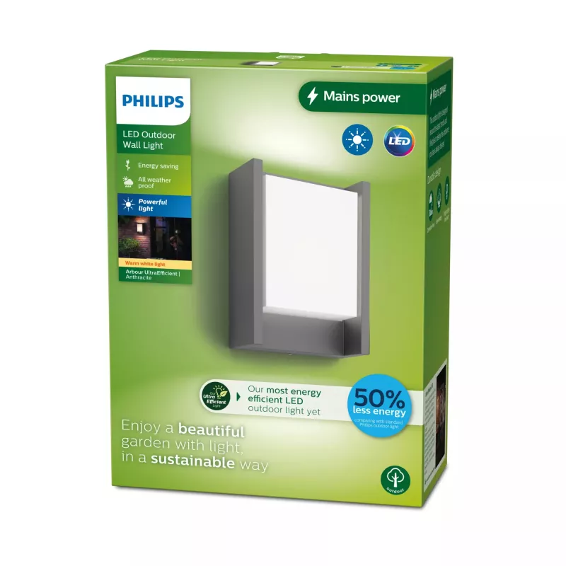 Āra sienas lampa Signify Philips Arbour 3.8W LED antracīts, 220–240V, 1 gaismeklis