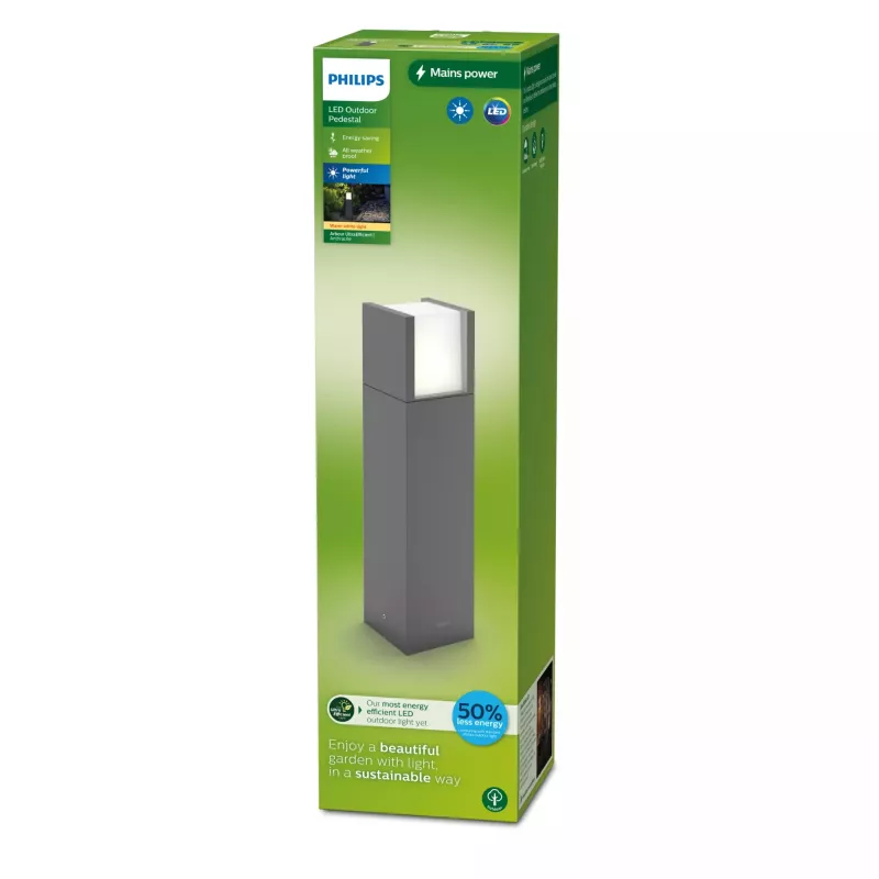 Āra celiņa/pjedestāla lampa Philips Arbour 3.8W LED Antracīts, 220–240V, Metāla korpuss