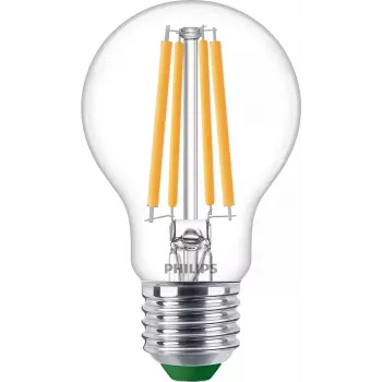 Philips Classic LED spuldze 60W ekvivalents, E27 caurspīdīga silta balta, 3 iepakojumā, energoklase A