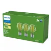 Philips Classic LED spuldze 60W ekvivalents, E27 caurspīdīga silta balta, 3 iepakojumā, energoklase A