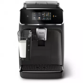Kafijas automāts Philips EP2334/10 – pilnībā automātisks, iebūvēta keramikas dzirnaviņa, piena tvertne, AquaClean filtrs, skārienekrāns, melns