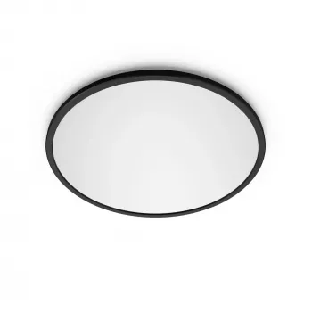 Griestu lampa Philips Valen 16W LED, melna, apaļa, silts mirdzums, 220–240V