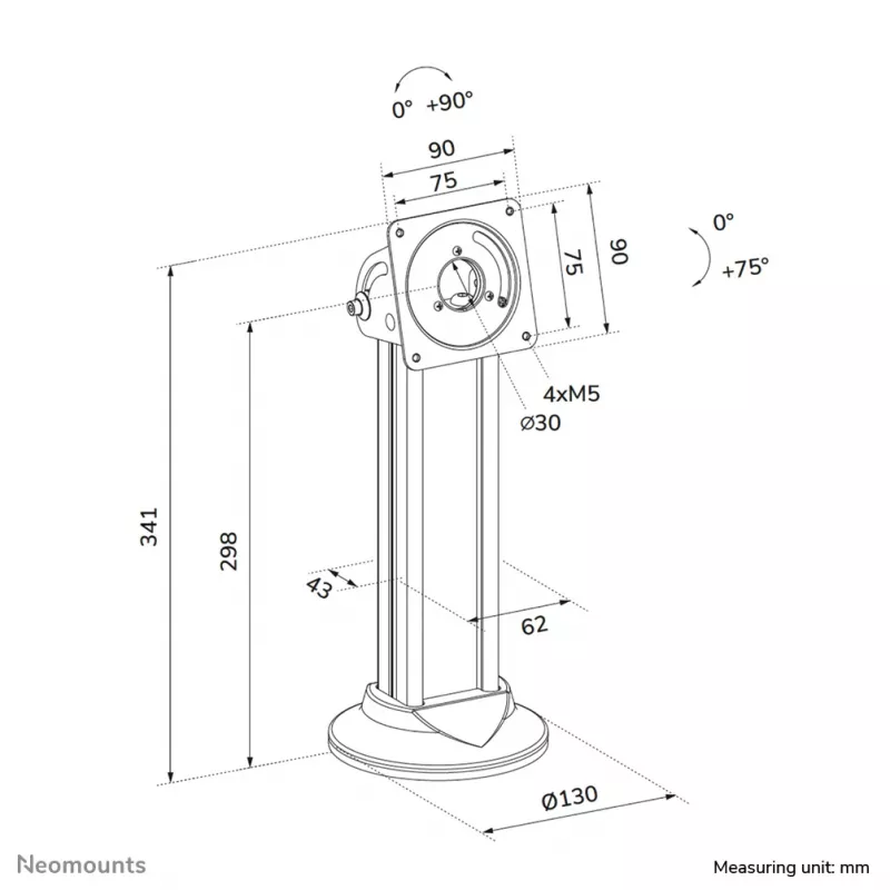 Neomounts DS15-632BL1 universāls bloķējams planšetdatora galda statīvs, līdz 3 kg