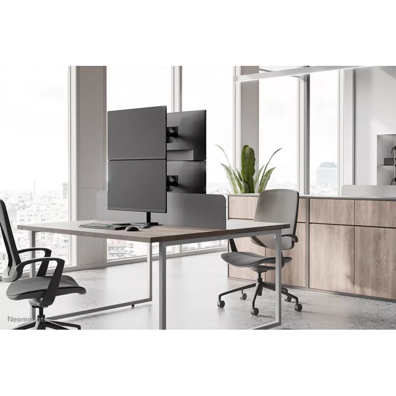 Neomounts divu monitoru statīvs DS45-600BL2V 2 displejiem 10–32 collas, VESA 75x75–100x100, max slodze 9 kg, brīvi stāvošs, melns
