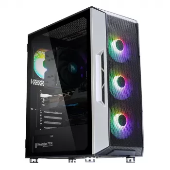 Zalman I3 Neo ATX Mid Tower PC korpuss ar sieta priekšpusi efektīvai dzesēšanai, 3 iebūvēti ventilatori, melns