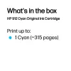 HP 912 Cyan oriģinālā tintes kasetne, ciāna, 1 gab., 315 lapas