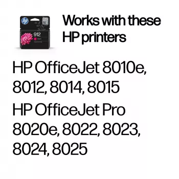 HP 912 Magenta oriģinālā tintes kasetne, violeta, 1 gab., 315 lappuses