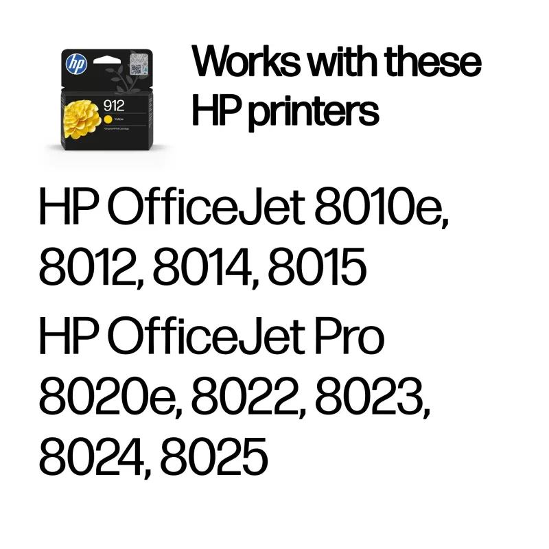 HP 912 Dzeltens oriģināls tintes kasetne, dzeltena, 1 gab., 315 lapas